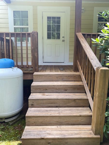 Pressure-washed porch steps and entry